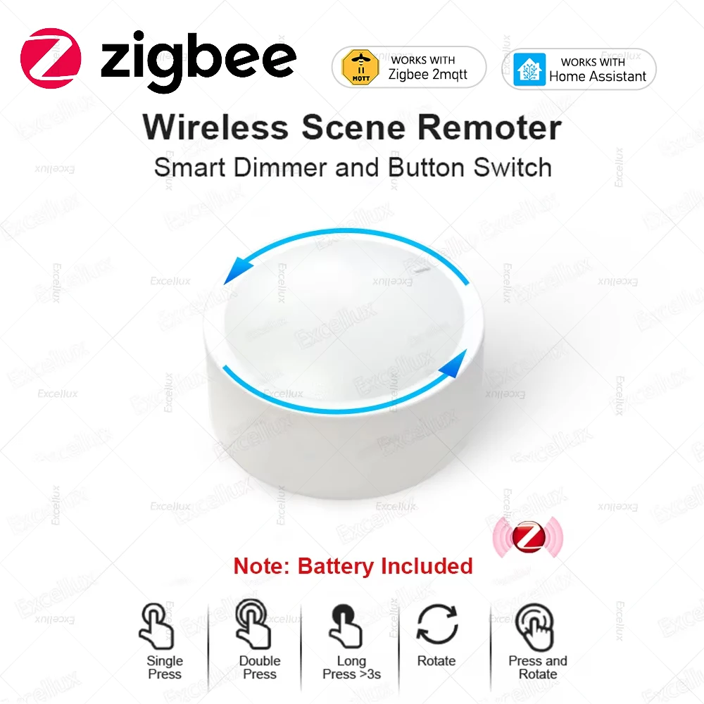 ZigBee Smart Knob Schalter Dimmer Drahtlose Druckschalter Home Automation Verknüpfung Szenario Controller Arbeit Mit Home Assistant Image