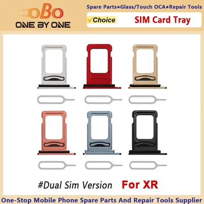 Dual-SIM-Kartenfach-Halterung, Ersatz für iPhone XR XS MAX mit Auswurfstift (Dual-SIM-Version), Schwarz, Silber, Gold, Blau, Rot