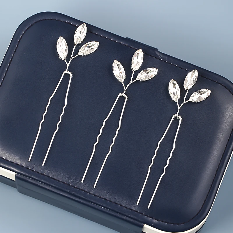 3 Stück Hochzeit glänzende Haar gabel silberne Kristall kopf Gabel Ornament romantische Königin Prinz neue Braut Kopfschmuck Haarnadeln Image