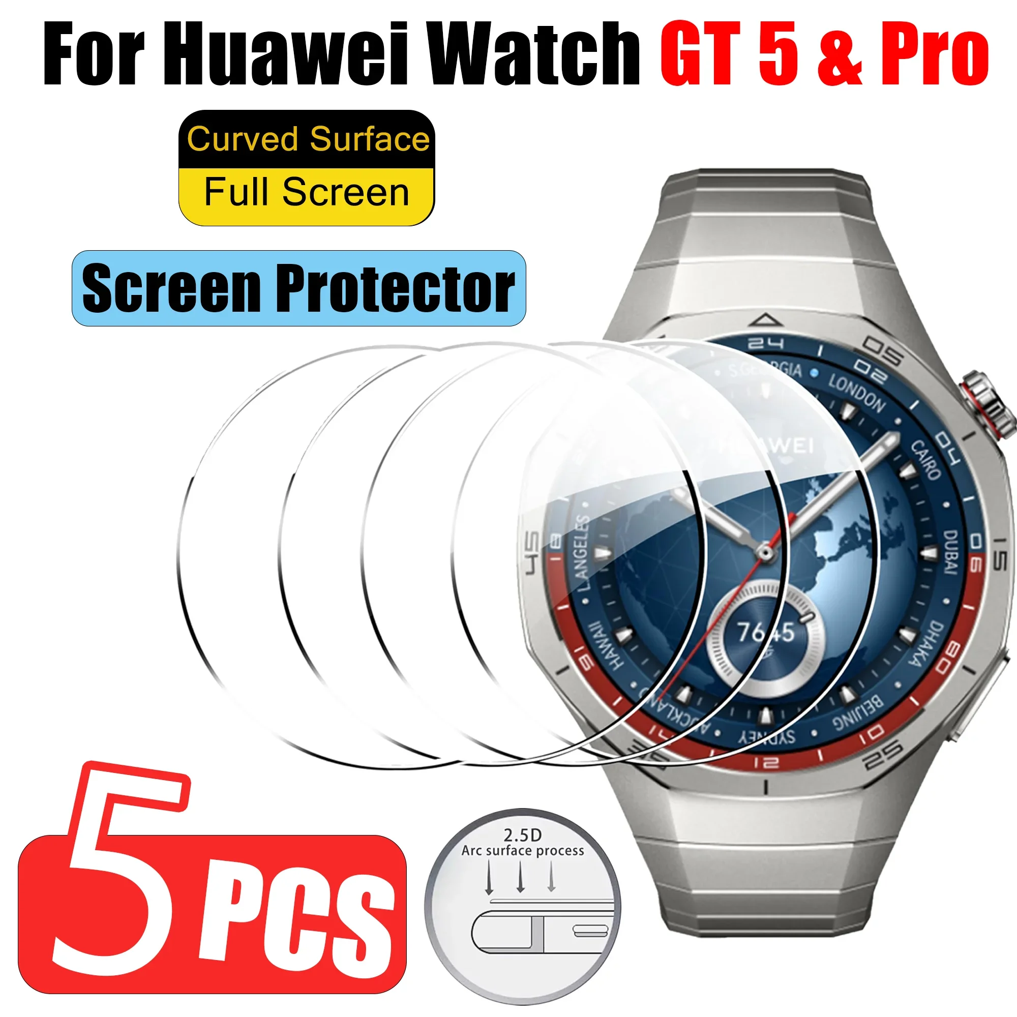 5PCS Kratzfeste Schutzfolie für GT 5 & Pro Zubehör Displayschutzfolie für Huawei Watch GT5 & Pro 46mm 42mm 41mm Image