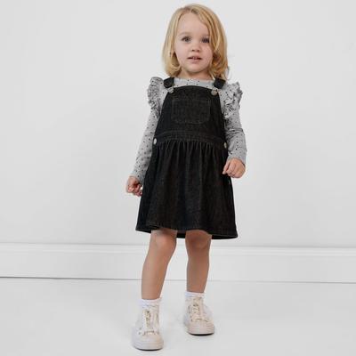 Black Denim Tank Skirt Overall - 6-12 months