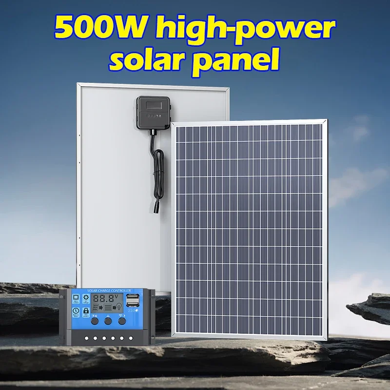 500W/1000W 12V Pannello Solare Fotovoltaico Power Bank Kit 100A Controller Piastra Solare per Casa/Campeggio/RV/Caricabatterie Veloce