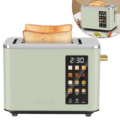 2 Slice-Toaster,Touch Control LCD Screen,6 Shade Setting & Bread Selection,Removable Crumb Tray,Stainless Steel,900W