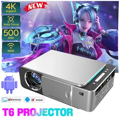 New T6 Portable Mini Projector Wifi Home Theater Led Video Android Wireless Projectors Full HD 1080p Theater Smart Audio Theater