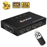 4K HDMI KVM Switch 4-port USB HDMI KVM Switch 4 in 1 Output for Computer Sharing