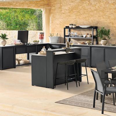 Newport Outdoor Kitchen in Matte Black Aluminum - Cabinet With Two Doors - Frontgate Resort Collection™