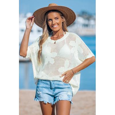 Fresh Florals Short Sleeve Knit Cover-Up Top