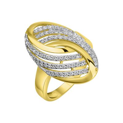 Fingerring "585/- Gelbgold bicolor Zirkonia" Gr. 56, bunt (mehrfarbig, weiß), FASCINATION BY ELLEN K., Fingerringe, Damen, 056 (17,8), Gold Image