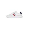 Keilsneaker TOMMY HILFIGER "LIGHT CUPSOLE LTH MIX STRIPES", Herren, Gr. 45, bunt (weiß, dunkelblau), Veloursleder, Lederimitat, sportlich, Schuhe, Freizeitschuh, Halbschuh, Schnürschuh mit seitlichen Streifen