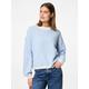 Rundhalspullover PIECES "PCDILIPPA LS O-NECK KNIT MM", Damen, Gr. M (38), blau (cashmere blau aop:cloud dancer), Strick, Obermaterial: 79% Polyester, 13% Polyacryl, 5% Wolle, 3% Elasthan, gemustert, modisch, Rundhals, Langarm, Pullover
