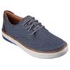 Sneaker SKECHERS "HYLAND-RATNER", Herren, Gr. 44, blau (navy, braun), Textil, Lederimitat, casual, Schuhe, Sommerschuh, Schnürschuh in veganer Verarbeitung