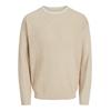 Strickpullover JACK & JONES "JJWALTER KNIT RELAXED CREW NECK", Herren, Gr. M, weiß (oxford tan detail:with weiß), Strick, Obermaterial: 50% Baumwolle, 50% Polyester, unifarben, modisch, relaxed fit, Rundhals, Langarm, Pullover