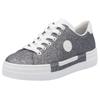 Sneaker RIEKER, Damen, Gr. 40, silber (altsilberfarben glitter), Lederimitat, metallic, sportlich, Schuhe, Freizeitschuh, Halbschuh, Schnürschuh mit Plateausohle