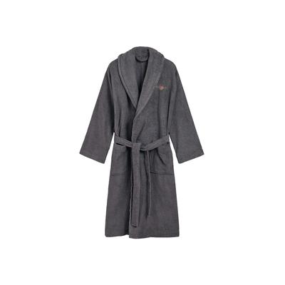 Bademantel GANT "Bademantel ARCHIVE SHIELD TERRY ROBE" Gr. XL, grau (dunkelgrau), XL, Obermaterial: 100% Baumwolle CO., 