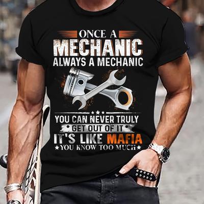 TEMU Men's Tools Print T-shirt, Casual Short Sleeve Crew Neck Tee, Men's Clothing For Outdoor Image