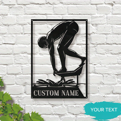 TEMU Customizable Metal Wall Art - Personalized Swimmer Silhouette In Stroke, Decor For Nursery, Living Room, Or Office, Metal Material, Easy Wall Mounting, No Electricity Needed Image