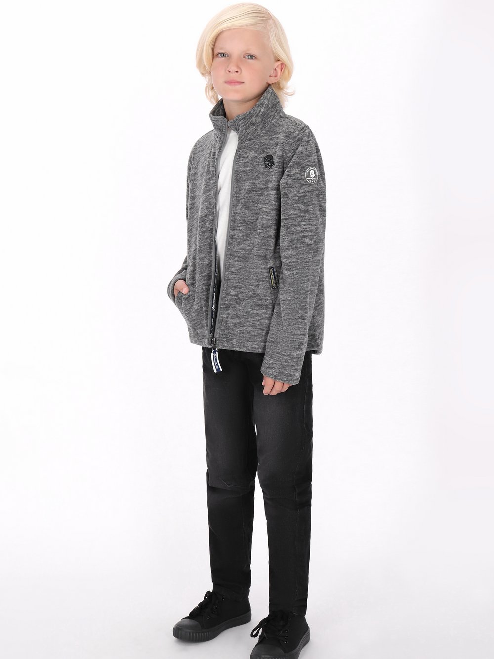 Schmuddelwedda (Kinder) Fleecejacke Jungen schwarz, 140 Image