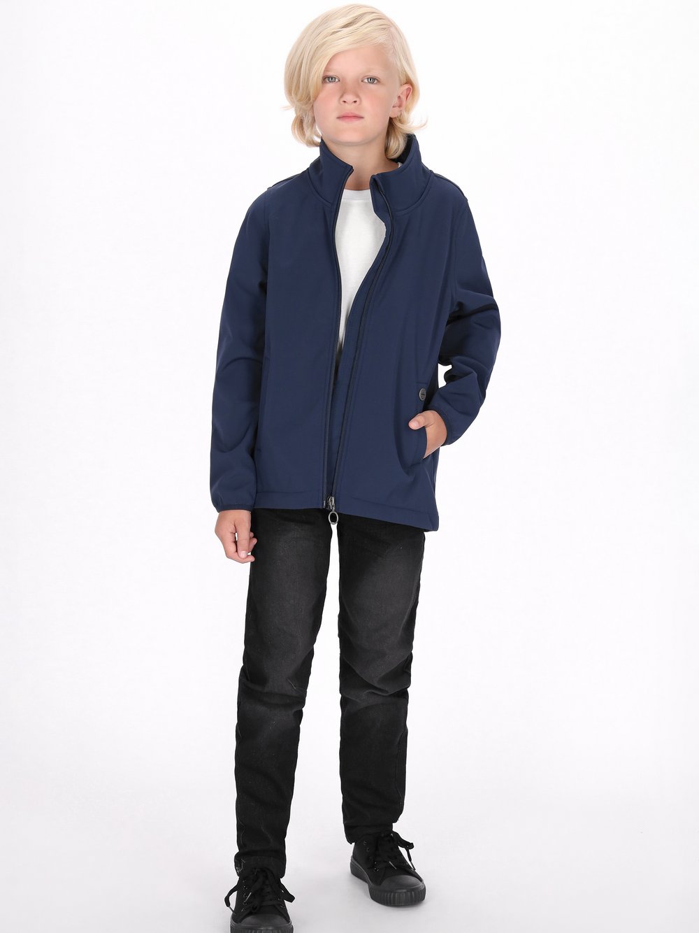 Dreimaster (Kinder) Softshelljacke Jungen blau, 128 Image
