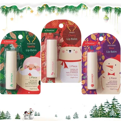 Holiday Lip Balm Smooth Moisturizing Lip Balms Christmas Gift Hydrating Tinted Lip Balm Care Christmas Lip Balms 3 Fruit Flavors