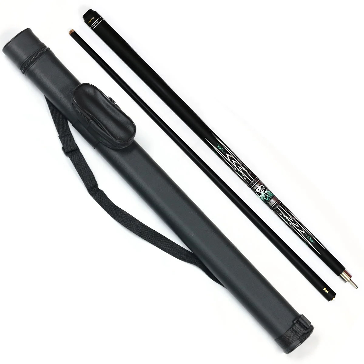 Custodia per stecca da biliardo da 2 pezzi di qualità premium 1B1S con kit regalo per stecca da biliardo con albero in fibra di carbonio