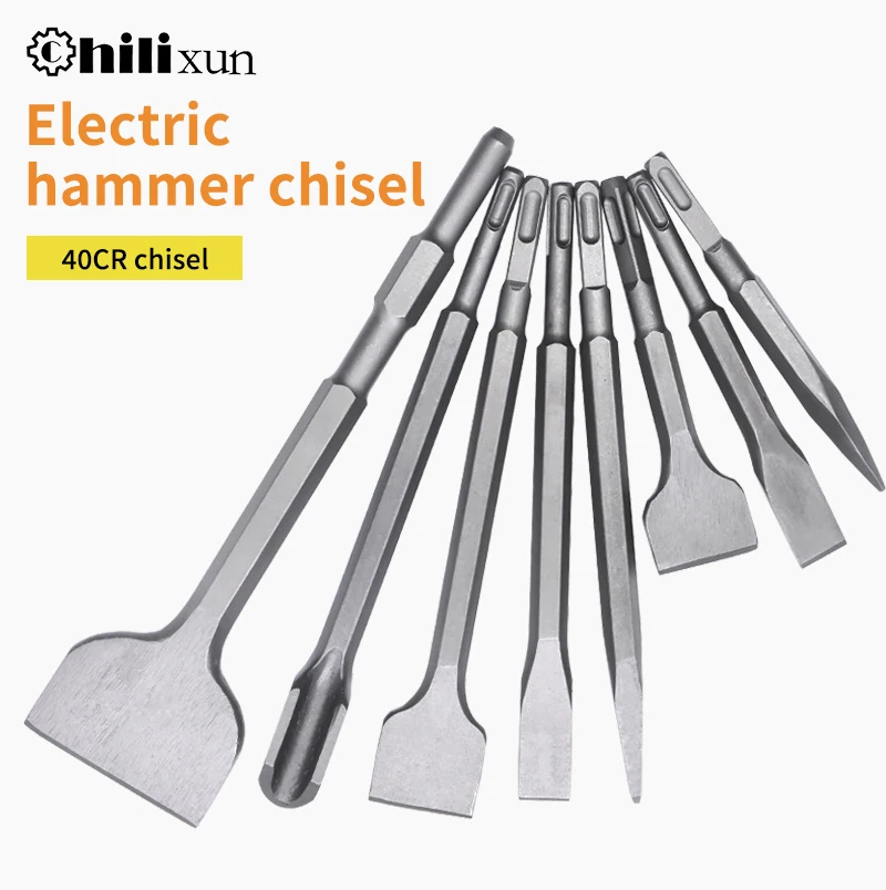 SDS PLUS Schaft Elektrische Hammer Mauerwerk Punkt Nut Flache Meißel Werkzeuge Wand Rock Bohrer Für Fliesen Zement Beton Ziegel Stein Image