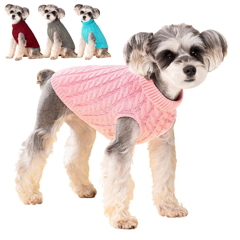 Winter Hund Stricken Pullover Weiche Warme Welpen Kleidung Für Kleine Hunde Katzen Kostüm Solide Haustier Pullover Rollkragen Chihuahua Mops Jacke Image