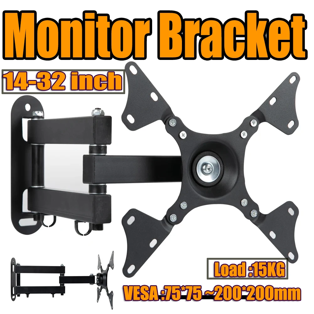 Universelle verstellbare TV-Halterung, Wandhalterung, TV-Ständer für die meisten 14–32 Zoll LED-Plasma-TV 360 ° Gedrehter Expansionshalter VESA 200*200mm Image