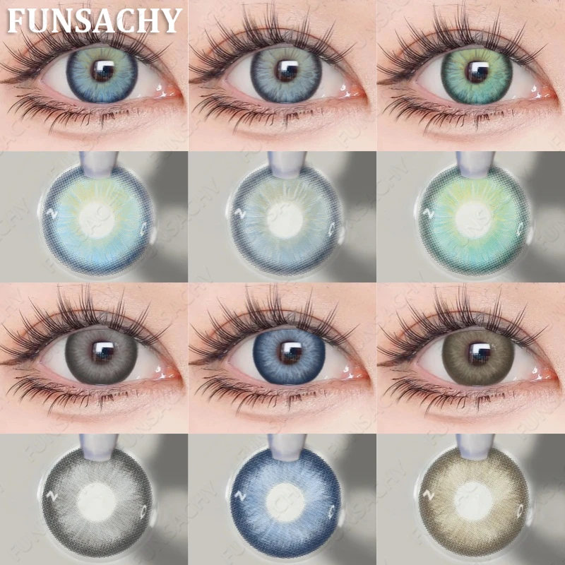 FUNSACHY Neue bunte Kontaktlinsen für Augen, 1 Paar natürliche modische Kontaktlinsen, blau-graue Augenlinse, jährliche Kosmetik, Schüler Image