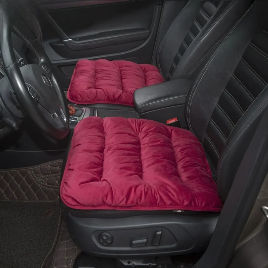 Warmer Autositzbezug, weiches Vordersitzkissen, Winter-Plüsch, rutschfest, Fahrzeugstuhlschutz, universell für 98 % Autos Image