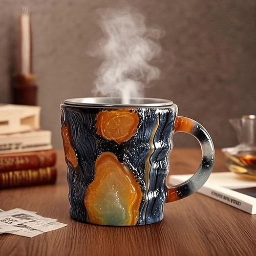 Kaffeetassen aus Mineralglasimitat 2025, farbenfrohes Kunstharz-Kristallglas – elegantes Weihnachtsgeschenk für Zuhause und das Büro, ideal für Weihnachten Image