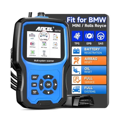 ANCEL BM700 OBD2 Scanner for BMW Car Engine Code Reader Diagnostic Tool BMS Injector Coding Oil SRS