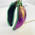 fascia per capelli da carnevale per donna glitter viola verde giallo paillettes fascia per capelli con nodo in alto divertente festa di carnevale regalo per sorella mamma migliore amica