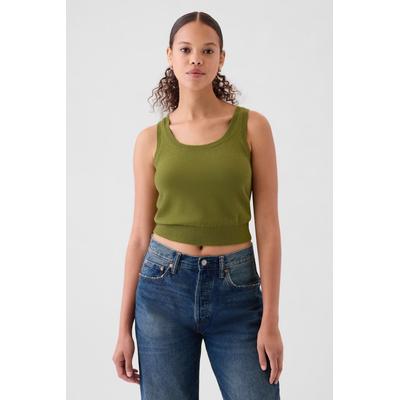 Gap Womens Green CashSoft Cropped Vest Top - Green