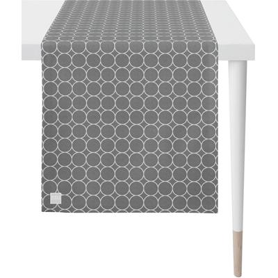 Tischläufer APELT "3973 Outdoor, Sommerdeko, Sommer", grau (grau, weiß), B:46cm L:135cm, Polyester, Tischdecken, Jacquardgewebe Image