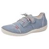 Schnürschuh RIEKER, Damen, Gr. 40, blau (jeansblau), Velourslederimitat, klassisch, Schuhe, Halbschuh, Freizeitschuh, Schnürer mit toller Ziernaht