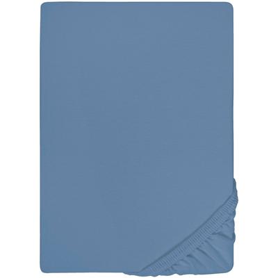 Spannbettlaken BIBERNA "Thea", blau (azurblau), B:140-160cm L:200-220cm, Jersey-Elasthan, Obermaterial: 97% Baumwolle, 3% Elasthan, Laken, aus Baumwolle, für Matratzen bis 25 cm Höhe, Bettlaken, Spannbetttuch Image