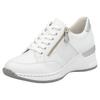 Keilsneaker RIEKER, Damen, Gr. 40, silber (weiß, silberfarben), Lederimitat, Textil, Glitzer, sportlich, Schuhe Sneaker, Schnürschuh, Halbschuh, Sneaker mit loser Einlage, schmale Form