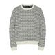 Rundhalspullover PIECES "PCNAVI LS O-NECK KNIT MM", Damen, Gr. M (38), weiß (cloud dancer aop:schwarz hearts), Strick, Obermaterial: 91% Polyester, 5% Wolle, 4% Elasthan, gemustert, modisch, Rundhals, Langarm, Pullover