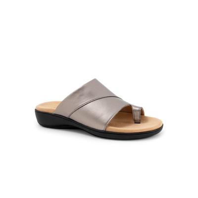 Wide Width Women's Regina Slip On Sandal by Trotters in Pewter (Size 9 1/2 W)