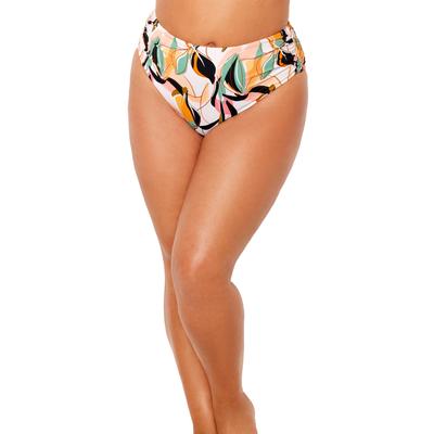 Plus Size Women's Shirred Swim Brief by Swimsuits For All in Neutral Floral (Size 22)