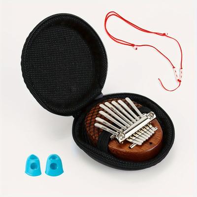 TEMU 8-key Mini Peach Wood Kalimba Finger And Storage Bag Set, Suitable For Beginners, Music Lovers And Players, Unique Gift