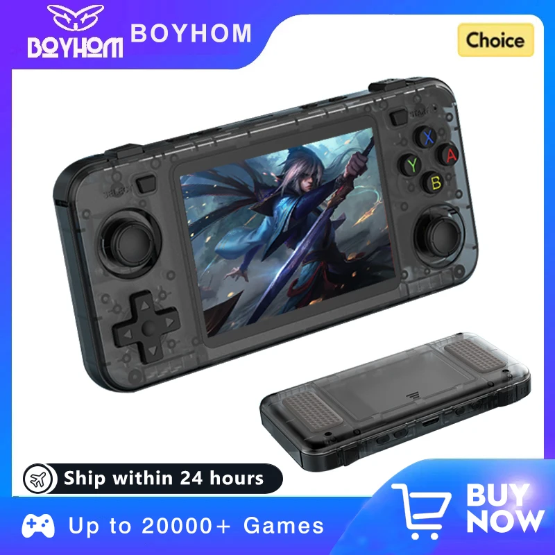 BOYHOM R36H Retro-Videospielkonsole, 3,5-Zoll-IPS-Bildschirm, RK3326, 3000 mAh, offenes Linux-System, tragbarer Player für Jungen, Geschenk Image