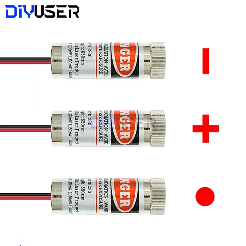 DIYUSER 650 nm 5 mW Red Point / Line / Cross Laser Modul Kopf Glaslinse Fokussierbar Industrieklasse Image