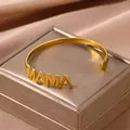 MAMA Herz Offene Armreif Armbänder Für Frauen Wasserdichte Edelstahl Manschette Armband Paar Handgelenk Schmuck Femme Zubehör Geschenk