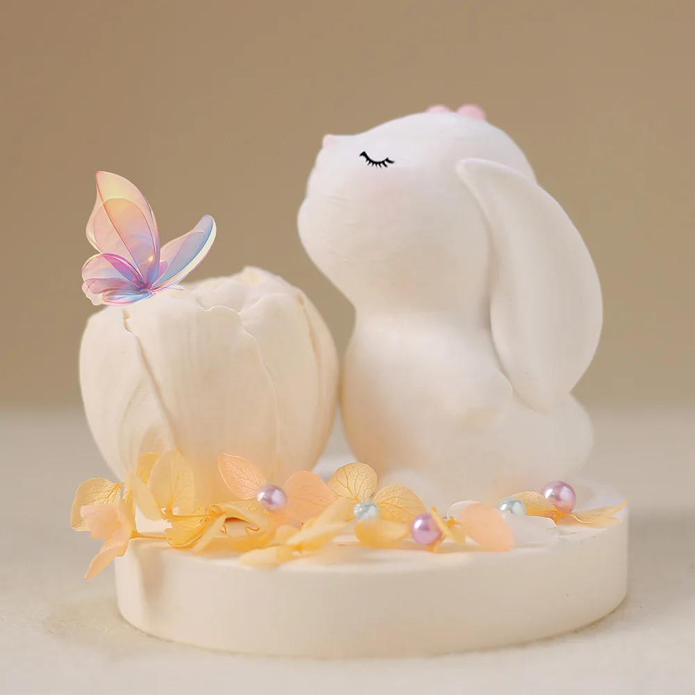 DIY Kristall Dropper 3d Kaninchen Form Aromatherapie Gips Kerze Form Winken Teddybär Katze Tisch Silikon Form Image