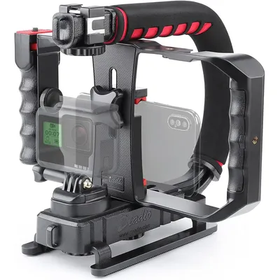 Camera Smartphone Stabilizer, Portable Handle Grip Handheld Video Rig with Carrying Case, Fits for All Camera, Camcorder