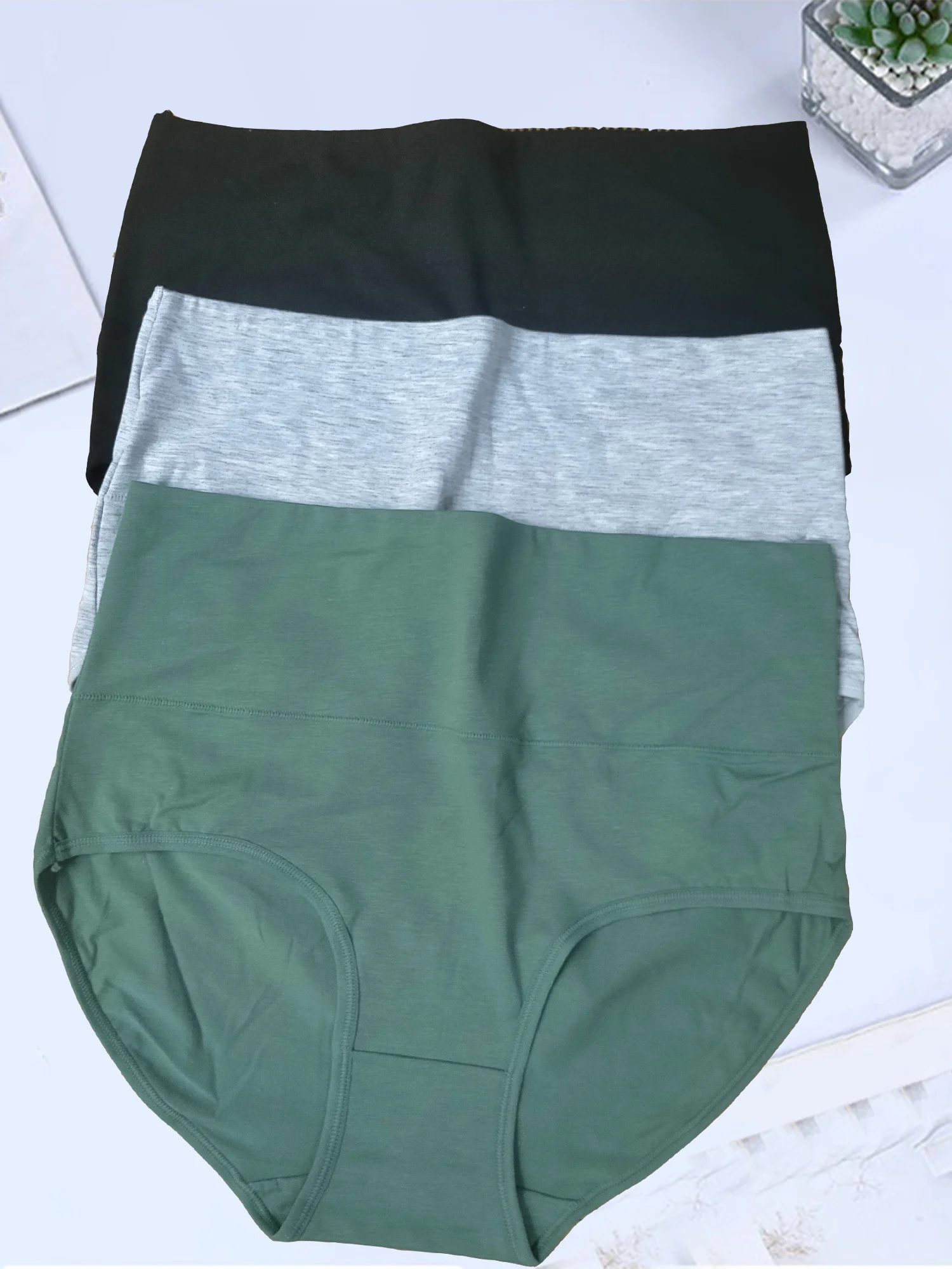 3Pcs frauen Höschen Plus Größe Hohe Taille Baumwolle Unterwäsche Sexy Dessous Slip Atmungsaktive Bauch Unterhose Dessous Damen Image