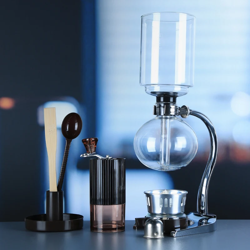 Siphon-Kaffeemaschine aus Borosilikatglas, 5 Tassen, Vakuum-Espresso-Kaffeemaschine, Brüher, hitzebeständiges Siphon-Kaffeemaschinen-Set Image