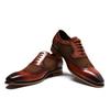 Herrenschuh mit klassischer Ziernaht Business-Schuh Glattleder Halbschuhe Braun