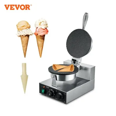 VEVOR Electric Ice Cream Cone Maker Commercial 1230W Non-Stick Stainless Steel Egg Roll Mold with